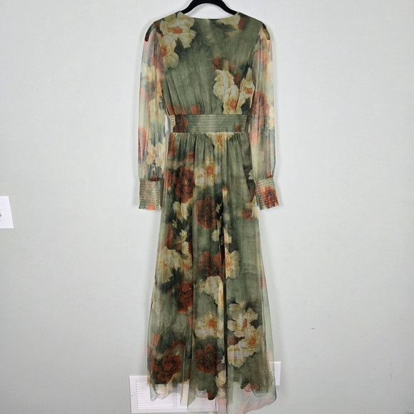 Baltic Born Womens Layla Tulle Maxi Dress XS Green Floral Mesh Forest Fairy NWT - Picture 3 of 8